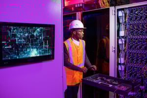 security-system-engineer-pushing-cart-with-server-2023-11-27-05-17-32-utc